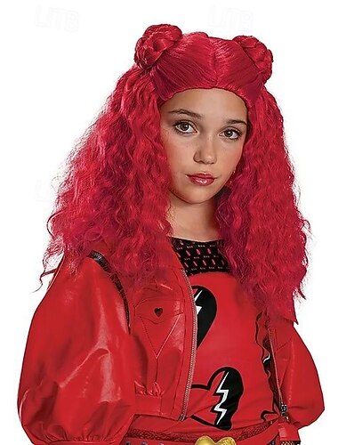  Perruque Costume Rouge Descendants 4 pour Filles Halloween Cosplay Fête