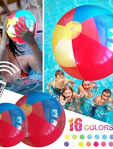  Led leuchtende Kugel aufblasbarer Ball Spielzeug Fernbedienung Farbwechsel 16 Farben Wasser Strandball