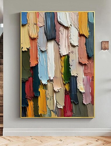  original abstrakt fargerik tekstur oljemaleri på lerret stor veggkunst boho veggdekor minimalistisk stuedekor gave til innflytting uten ramme