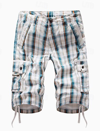  Herr Taktiska shorts Cargo-shorts Shorts Knappar Flera fickor Rutig Bärbar Vadlängd Utomhus Dagligen Camping och vandring Mode Klassisk Rubinrött Himmelsblå