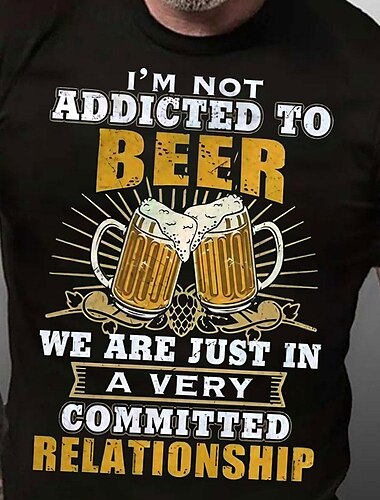 Herren Mit Buchstaben bedruckt Lustig Bier T Shirt T-Shirt Baumwolle Kurzarm Grafik Hemd Schwarz Dunkelblau Bequemes T-Shirt Straße Sport im Freien Modedesigner-Kleidung