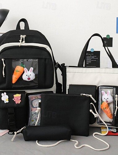  Cartoon-Rucksäcke für die Schule, Rucksack-Set mit Einkaufstasche, Umhängetasche, Federmäppchen, Rucksack für Mädchen, Geschenke für den Schulanfang