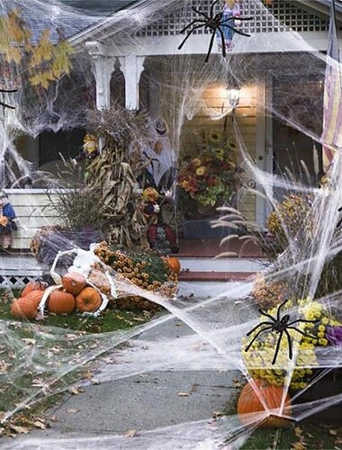  100g pajęcza sieć z 40 pająkami halloween pająk bawełniana pajęcza sieć pająk jedwabny mały pająk party nawiedzony dom rekwizyty do dekoracji