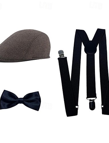  Retro Vintage Goldene Zwanziger 1920er Zubehörset Barett Der große Gatsby Herren Maskerade Veranstaltung / Fest Junggesellinnenabschiedsparty Erwachsene Krawatte Hut Hosenträger