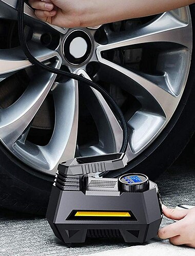  Inflador de neumáticos digital, compresor de aire, bomba de neumáticos 100 psi 12v con 2 formas de atornillar  & clip en el conector de la válvula del coche