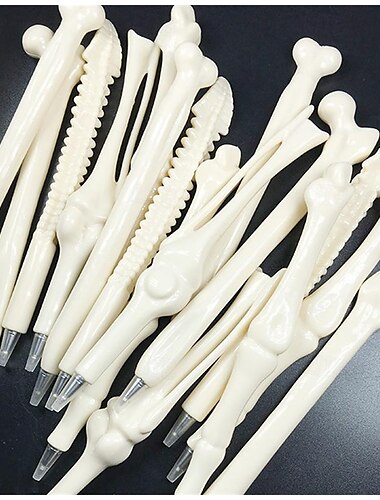  6 fournitures de papeterie créatives aléatoires, stylos à bille réalistes en forme d'os, fournitures de fête d'halloween