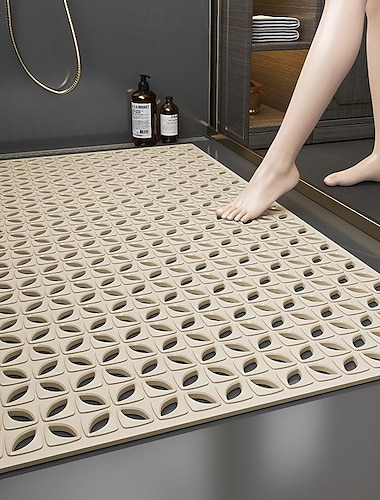  douche-antislipmat, vierkante badmat met zuignappen  & afvoergaten, rubberen douchemat, ophangbare veiligheidsbaddouchematten