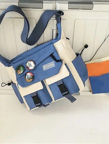  Umhängetasche Schulrucksäcke Messenger Bag Schultergurt Kontrastfarbendesign Zurück zum College Geschenke