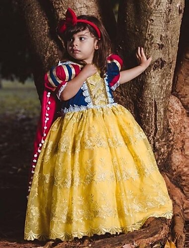  Bianco neve Principessa Vestito Costume Abito da damigella Cosplay Cosplay di film for Ragazze Bambini Carnevale Performance Feste