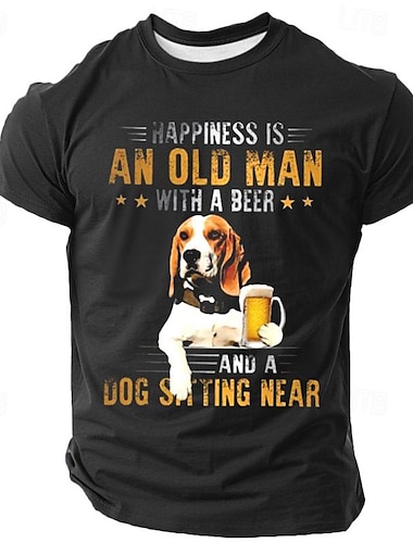  Herre Hund Sjov T-shirt Kortærmet T-shirt 3D-udskrivning Rund hals Skjorte Årgang Sej Fest Ferie Sort Grøn Sommer Forår Tøj S M L XL XXL XXXL