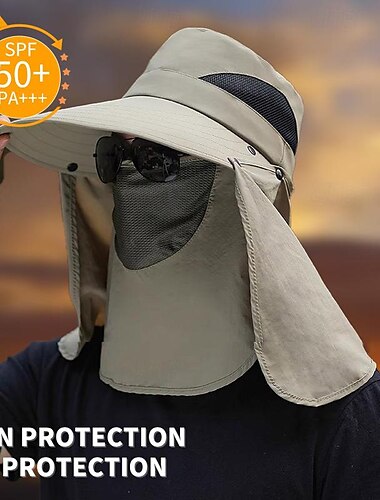  Sombrero para el sol con solapa para el cuello Unisexo Gorro para el Sol Sombrero Bob Sombrero boonie Impermeable Protección UV para Pesca Playa Camping / Senderismo / Espeleología Color sólido Orlón