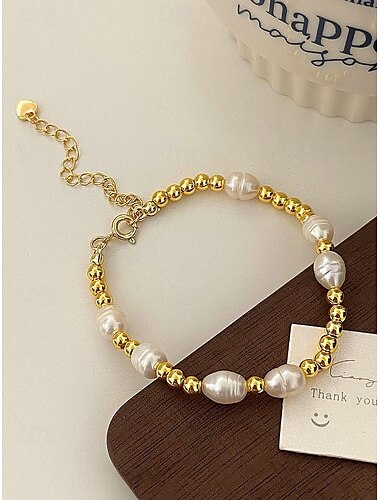 Süßwasserperlenarmband für Damen – elegantes Perlenarmband aus Sterlingsilber für Hochzeiten, Partys und den Alltag