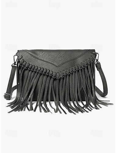  braune Umhängetasche mit Fransen und verstellbarem Riemen für den Boho-Chic-Stil für Damen