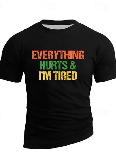  Herren Lustig T Shirt Kurzarm T-Shirt 3D-Druck Rundhalsausschnitt Hemd Vintage Cool Party Festtage Schwarz Sommer Frühling Bekleidung S M L XL XXL XXXL