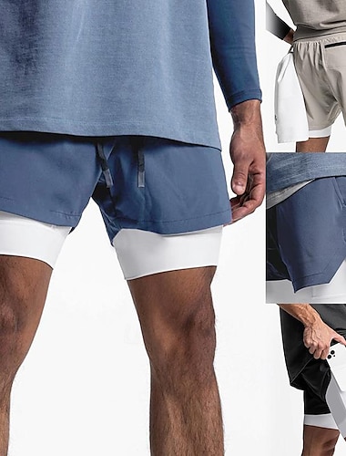  Herr Joggingshorts Gymshorts Tröjor Ficka Snörning 2 i 1 Elastiskt midjeband Shorts Utomhus Sport & Utomhus Sport Snabb tork Lättvikt Mjuk Maraton Löpning Träna Skräddarsydd passform Sportkläder