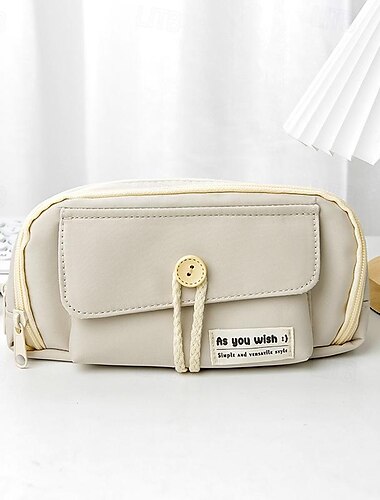  süße Bleistifttasche mit großem Fassungsvermögen, Federmäppchen, Stiftetasche, Markertasche, Oxford-Stoff für Schüler, Schwarz, Grün, Beige