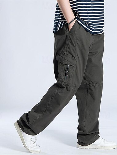  Homens Calças Cargo Calças Táticas Calças Com Cordão Cintura elástica Bolso multi Tecido Vestível Ao ar livre Diário Acampar e Caminhar Moda Clássico Preto Amarelo