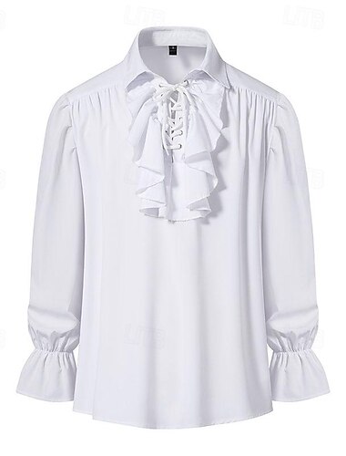  Punk y gótico Medieval Renacimiento Blusa / Falda Pirata Caballero Color sólido Hombre Pirata Fantasía Real Mascarada Rendimiento Fiesta Mascarada Adulto Camisas