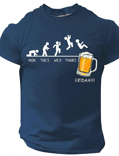 Herren Oktoberfest-Bier T Shirt Kurzarm T-Shirt 3D-Druck Rundhalsausschnitt Hemd Vintage Cool Party Festtage Oktoberfest Schwarz Blau Grün Sommer Frühling Bekleidung S M L XL XXL XXXL