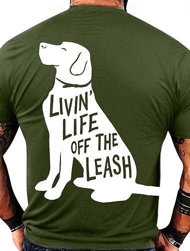  Hund Mit Buchstaben bedruckt Lustig Schwarz Armeegrün Dunkelblau T Shirt Herren Grafik Baumwolle Hemd Sport Klassisch Hemd Kurzarm Bequemes T-Shirt Sommer Frühling Modedesigner-Kleidung M L XL XXL