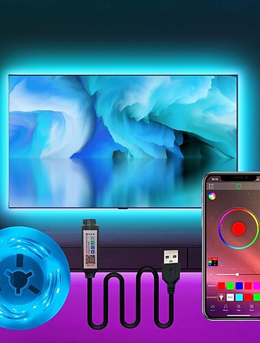  tv led verlichting strip app intelligente controle bluetooth mesh smart waterdicht 5050 rgb smd met ir 24 toetsen controller usb poort dc5v