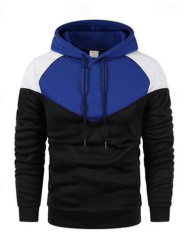  Per uomo Felpa con cappuccio Bianco Verde militare Rosso Blu Reale Con cappuccio Color Block Collage Tasche Sportivo Giornaliero Per eventi Streetwear Essenziale Informale Primavera & Autunno