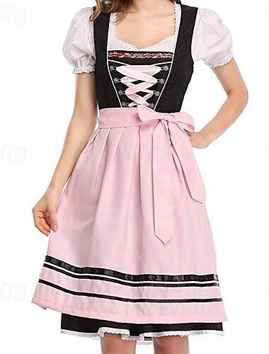  Oktoberfest Vestito Dirndl Abiti tradizionali Lunghezza Midi Oktoberfest / Birra Bavarese Bavarese Abito in costume tradizionale Prati Per donna Panno in stile tradizionale