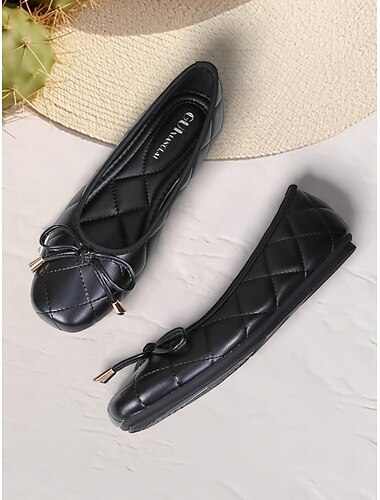  cremefarbene gesteppte Ballerinas für Damen mit Schleifendetail für elegante und lässige Anlässe