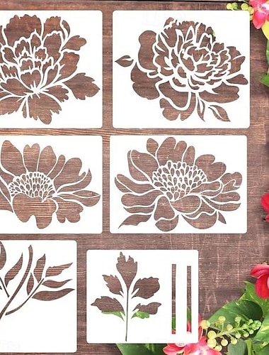  tuinhek grote bloem stencils-diy decoratie, bloem stencil voor tuinhek grote bloem stencils voor muur pioenroos sjablonen voor het schilderen op houten meubilair