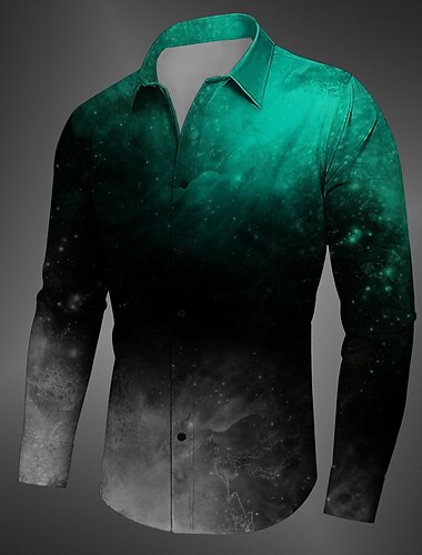  Herren Hemd Knopfhemd Langarm Brautkleider schlicht Dunkel Geschäft Täglich Herbst Winter Frühling Sommer Umlegekragen Hemdkragen Knopf hoch 3D-Druck Gelb Rote Blau Purpur Grün