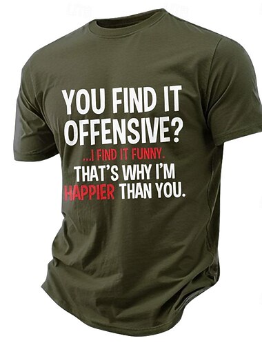  Men's Funny Letter Print T shirt Tee Top Short Sleeve T shirt Crew Neck Shirt Sports Classic Casual Street Sports Outdoor Black Army Green Dark Blue Summer Spring Clothing Apparel S M L XL XXL