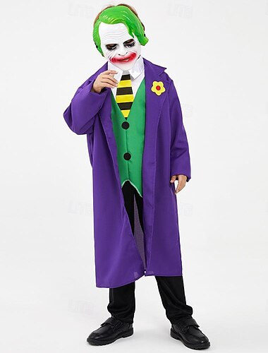  Joker: Folie à Deux Clownsmaske Clown Mantel Hosen Weste Kinder Jungen Cosplay Party / Abend Karneval Maskerade Einfaches Karnevalskostüm