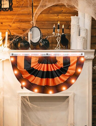  Halloween-Dekorationen, Wimpelkette, Halbfächer-Flagge, Halloween-Hof-Hängeflagge, Flaggenbanner mit Ösen für Veranda, Hof, Outdoor-Festival, Terrasse, Rasen, Gartenparty-Dekor