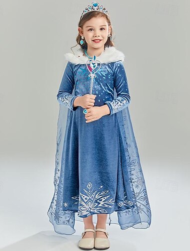  Frozen - Il regno di ghiaccio Fiaba Principessa Elsa Anna Abito da damigella Costume per festa a tema Abiti in tulle Cosplay di film for Ragazze Bambini Carnevale Performance Festa / Sera