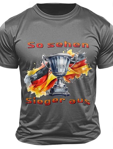  Koszulka piłkarska Flaga / Flaga narodowa Mistrz Czarny Ciemnoszary Ciemnoniebieski Podkoszulek Męskie Graficzny 100% bawełna Koszula Sport Klasyczny Koszula Krótki rękaw Wygodna koszulka Lato Wiosna
