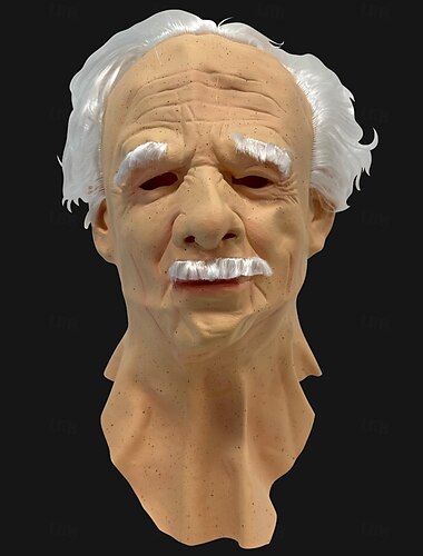  Máscara de anciano, máscara realista, máscara de terror para adultos, pegamento gris/blanco, accesorios de cosplay, disfraces de mascarada