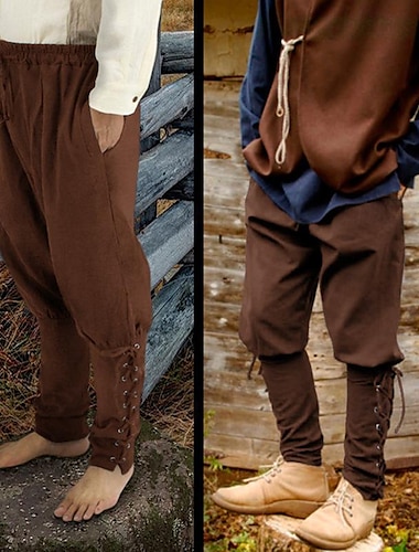  Rétro Vintage Médiéval Renaissance Pantalons de pirate Ren Faire Chevalier Celtique Ranger Couleur Unie Homme Pirate Fantaisie Halloween Carnaval Mascarade Performance LARP Foire de la Renaissance