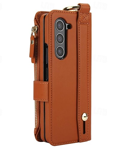  telefono Custodia Per Samsung Galaxy Piegatura a Z 7 Z Fold 6 Z Fold 5 Z Fold 4 Z Fold 3 Copertura Posteriore Custodia Portafoglio con Supporto Supporto ad anello Cerniera Retrò TPU Pelle PU