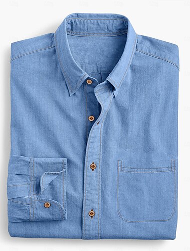  Ανδρικά Πουκάμισο Πουκάμισο Chambray Πουκάμισο Calico Πουκάμισο με κουμπιά Casual πουκάμισο Μπλε τζιν Μαύρο Βαθύ μπλε Σκούρο μπλε Μακρυμάνικο Σκέτο Γιακάς Καθημερινά Διακοπές Ρούχα Μοντέρνα Καθημερινό