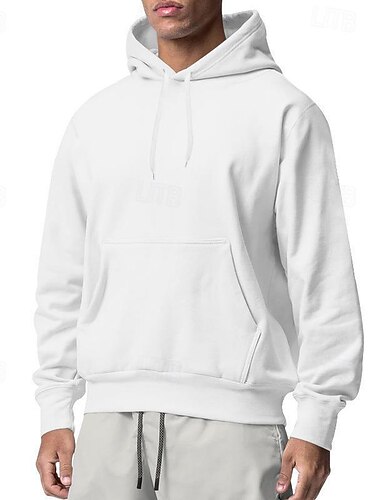  Men's Hoodie Black White Pink Light Grey Dark Gray Hooded Plain Pocket Sports & Outdoor Daily Holiday Streetwear Basic Casual Spring &  Fall Clothing Apparel Hoodies Sweatshirts