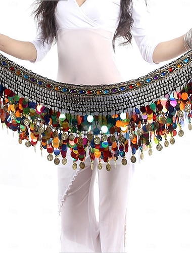  dam magdans hip scarf söt magdans kjol omlott prestanda bling paljetter mynt magdans kostym