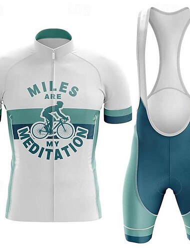  Herren Radtrikot mit Radhose kurz Trägern fahrradbekleidung Radhose kurz mit polster Kurzarm MTB Mountain Rennrad Weiß Königsblau Blau Graphic Fahhrad Sport Graphic Bekleidung