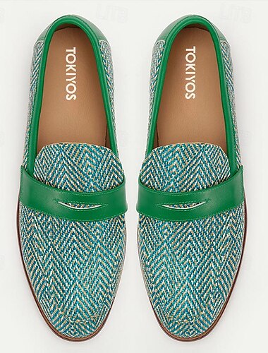  lebendige grün-blaue geflochtene Loafer für Herren: perfekt für lässige Ausflüge und stilvolle Sommerveranstaltungen