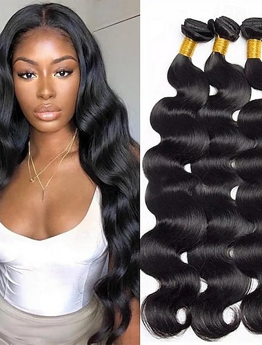  fasci di tessuto brasiliano dei capelli onda del corpo 3 pacchi fasci di capelli umani vergini remy estensioni dei capelli grezzi tissage