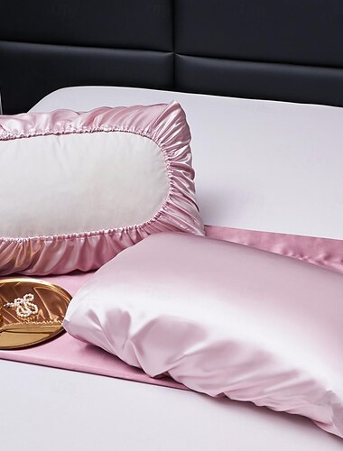  Satin-Kissenbezug-Set mit 2 Stück. Seidige, elastische Satin-Kissenbezüge für die Reise für Haar und Haut. Weich und tragbar. Geeignet für alle Arten von Kissen.