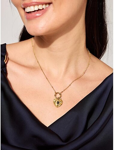  Collana da donna con ciondolo a cuore in acciaio inossidabile – catena d'oro con intarsio in pietra naturale – gioielli eleganti per le occasioni quotidiane e speciali
