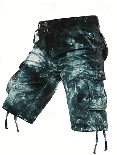  Voor heren Tactische korte broek Cargoshorts Camouflage shorts Korte broek Knop Meerdere zakken camouflage Camouflage Kleur Draagbaar Korte Buiten Dagelijks Kamperen&Wandelen Modieus Klassiek Zwart