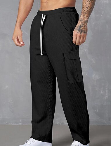  Herren Cargohose Cargohosen Taktische Hose Hose Hosen Kordelzug Elastische Taille Multi Pocket Glatt tragbar Outdoor Täglich Campen und Wandern Modisch Klassisch Schwarz Armeegrün