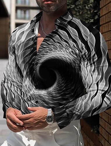  Graphic Business-Casual Herren Hemd Oberhemd Knopfhemd Langarm Partyabend Geschäft Täglich Herbst Winter Frühling Sommer Umlegekragen Knopf hoch 3D-Druck Dünn Rote Blau Purpur Grau Polyester