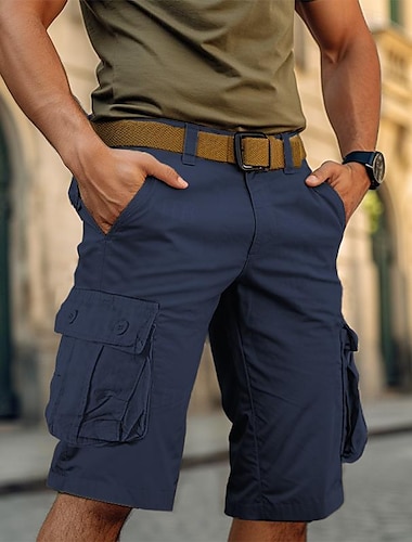  Herren Cargo Shorts Kurze Hosen Shorts Kurze Hosen Sommer-Shorts Multi Pocket Glatt Komfort Atmungsaktiv Kurz Casual Täglich Festtage Modisch Designer Armeegrün Marineblau